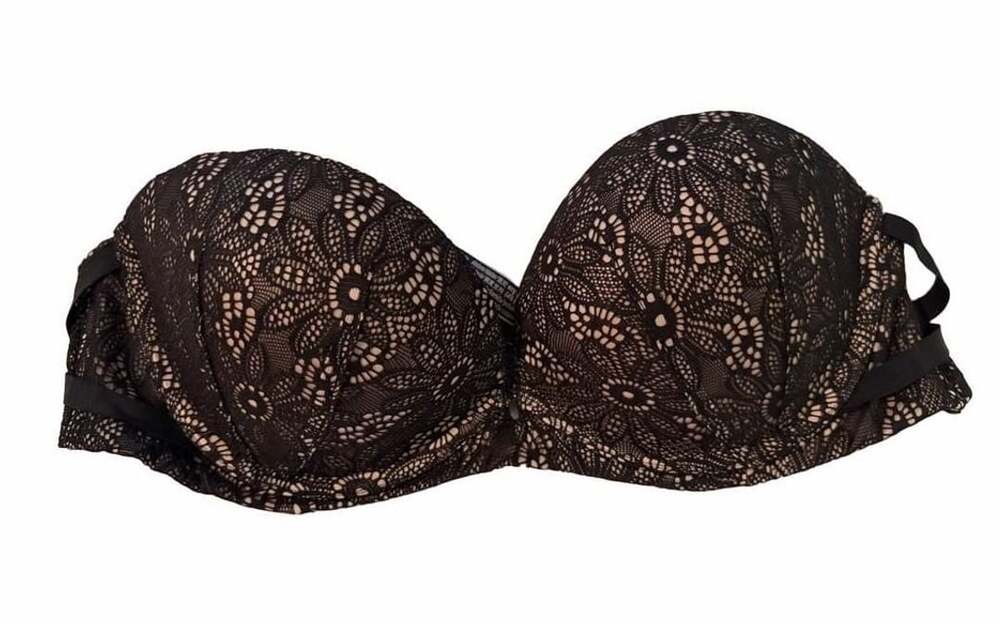 Victoria's Secret Very Sexy Strapless Lace Bra Size 34B Black Lingerie Boudoir